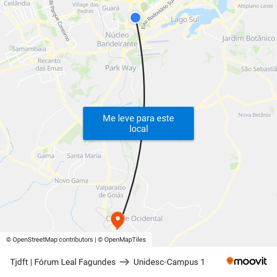 Fórum Leal Fagundes to Unidesc-Campus 1 map