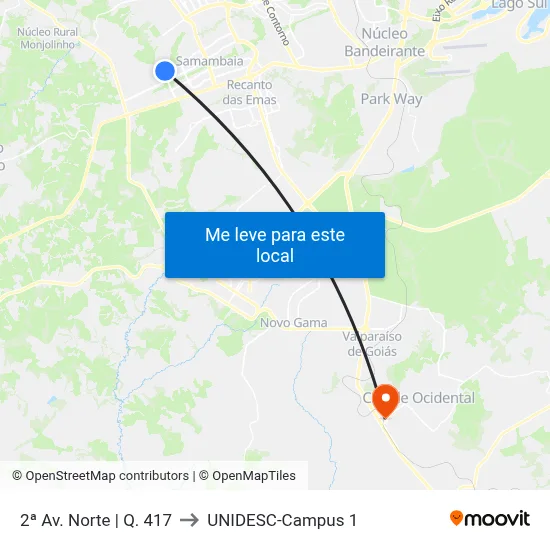 2ª Av. Norte | Q. 417 to UNIDESC-Campus 1 map