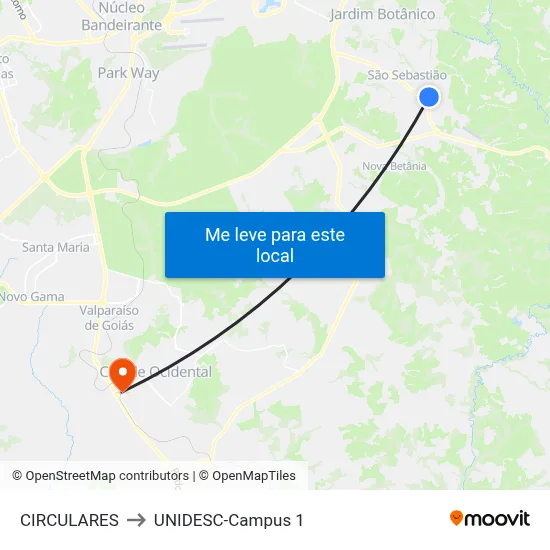CIRCULARES to UNIDESC-Campus 1 map