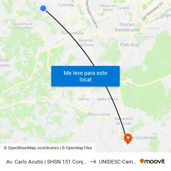 Av. Carlo Acutis | SHSN 151 Conjunto B, 71 to UNIDESC-Campus 1 map