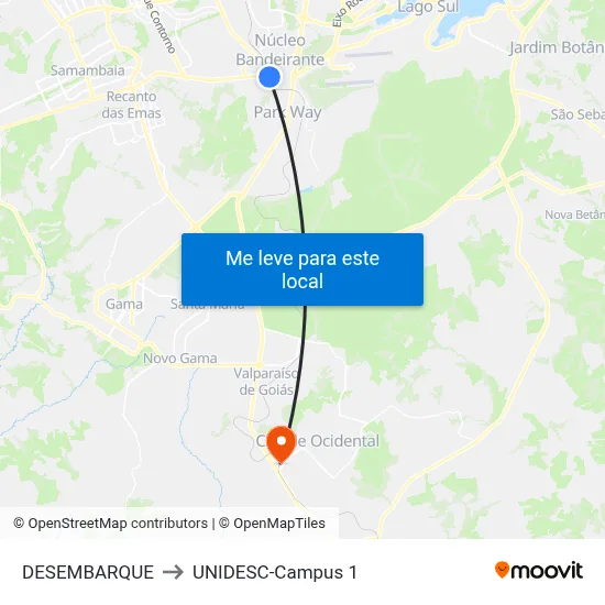 DESEMBARQUE to UNIDESC-Campus 1 map