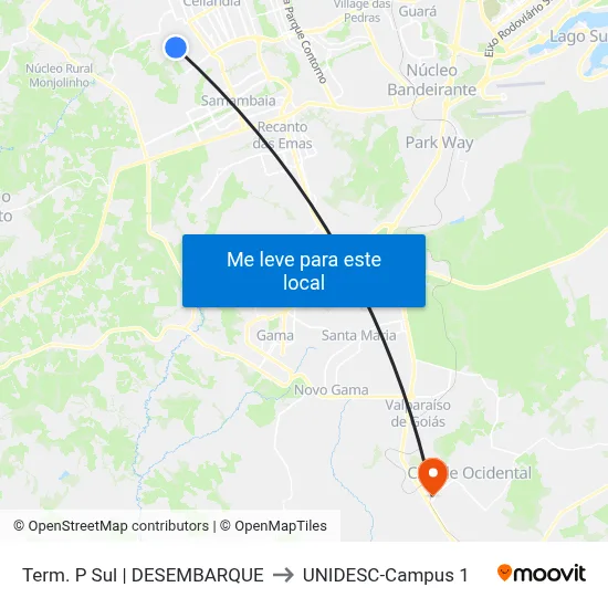 Term. P Sul | DESEMBARQUE to UNIDESC-Campus 1 map