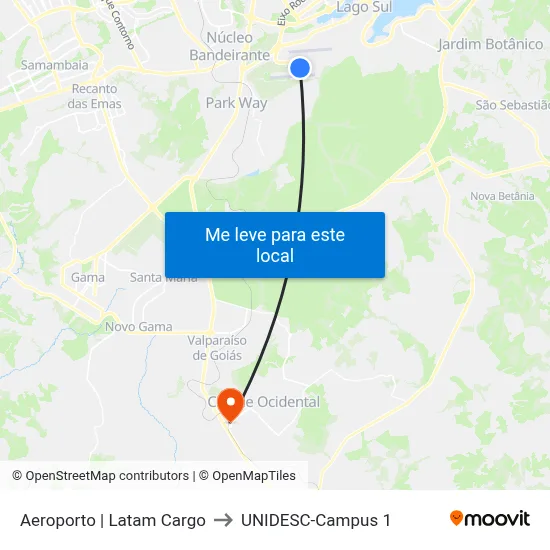 Aeroporto | Latam Cargo to UNIDESC-Campus 1 map