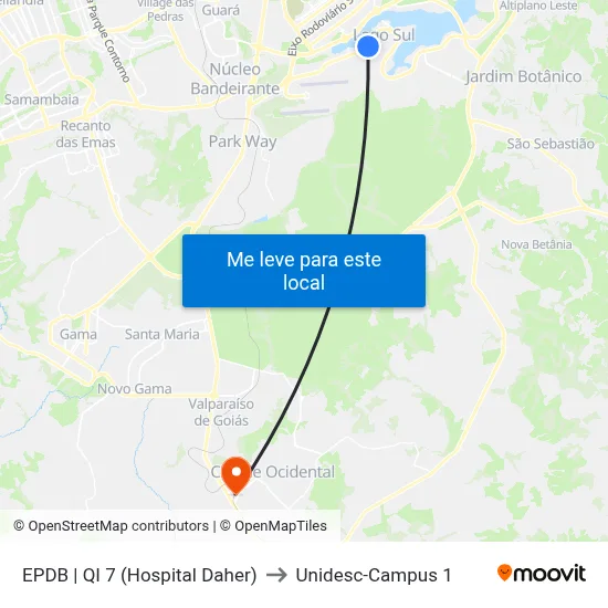 EPDB | QI 7 (Hospital Daher) to Unidesc-Campus 1 map