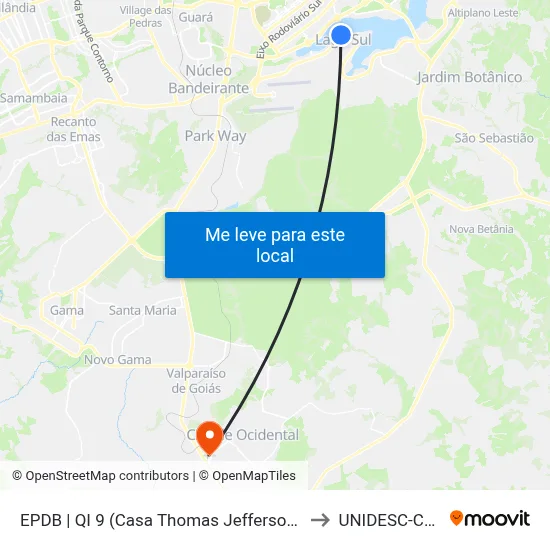 EPDB | QI 9 (Casa Thomas Jefferson / Igreja Ortodoxa) to UNIDESC-Campus 1 map
