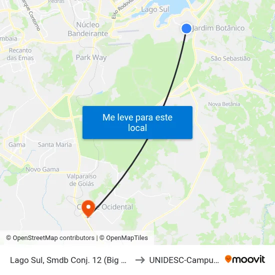 Lago Sul, Smdb Conj. 12 (Big Box) to UNIDESC-Campus 1 map