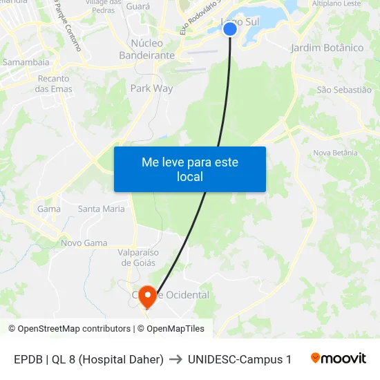 EPDB | QL 8 (Hospital Daher) to UNIDESC-Campus 1 map