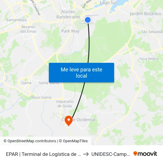 EPAR | Terminal de Logística de Carga to UNIDESC-Campus 1 map