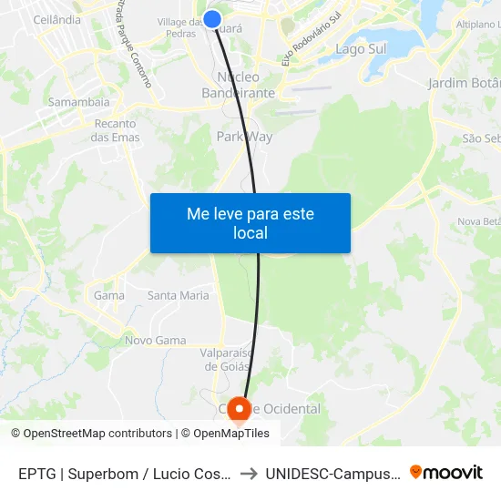 EPTG | Superbom / Lucio Costa to UNIDESC-Campus 1 map