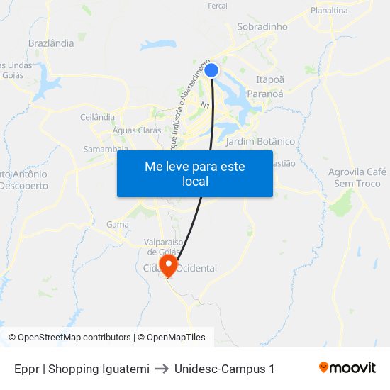 Eppr | Shopping Iguatemi to Unidesc-Campus 1 map