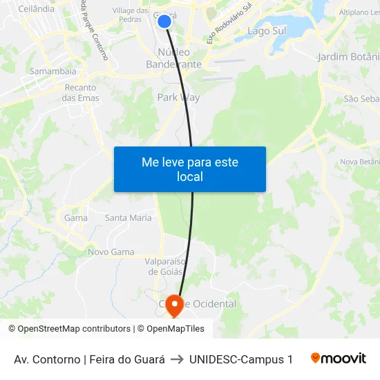 Av. Contorno | Feira do Guará to UNIDESC-Campus 1 map