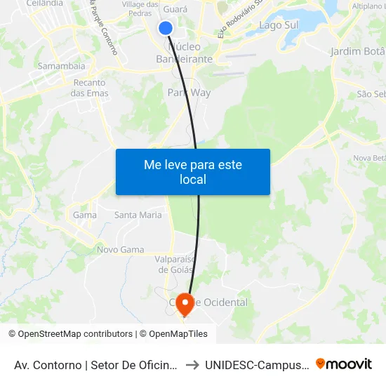 Av. Contorno | Setor De Oficinas to UNIDESC-Campus 1 map