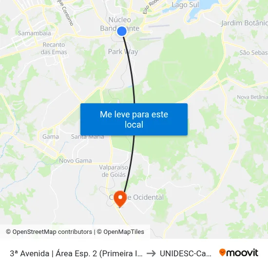 3ª Avenida | Área Esp. 2 (Primeira Igreja Batista) to UNIDESC-Campus 1 map