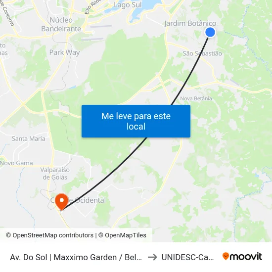 Av. Do Sol | Maxximo Garden / Belvedere Green to UNIDESC-Campus 1 map