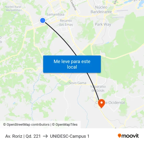 Av. Roriz | Qd. 221 to UNIDESC-Campus 1 map