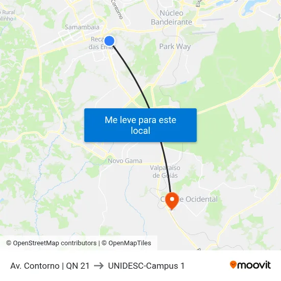 Av. Contorno | QN 21 to UNIDESC-Campus 1 map