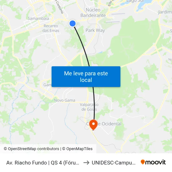 Av. Riacho Fundo | QS 4 (Fórum) to UNIDESC-Campus 1 map