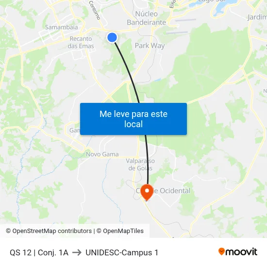QS 12 | Conj. 1A to UNIDESC-Campus 1 map