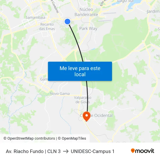 Av. Riacho Fundo | CLN 3 to UNIDESC-Campus 1 map