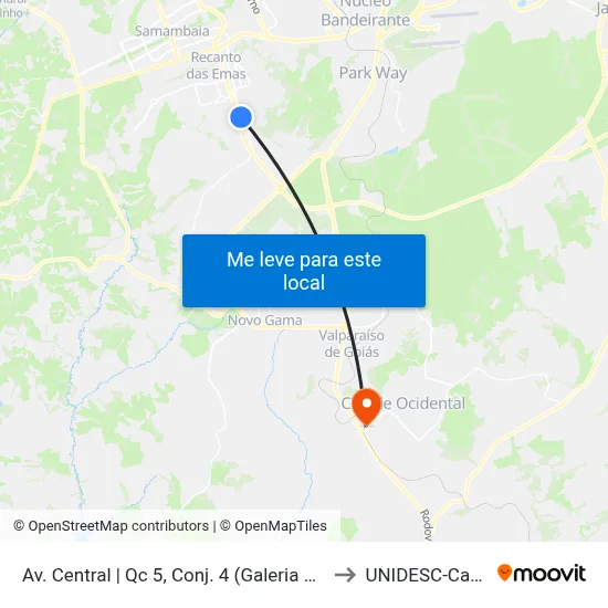 Av. Central | Qc 5, Conj. 4 (Galeria Dahriah Center) to UNIDESC-Campus 1 map