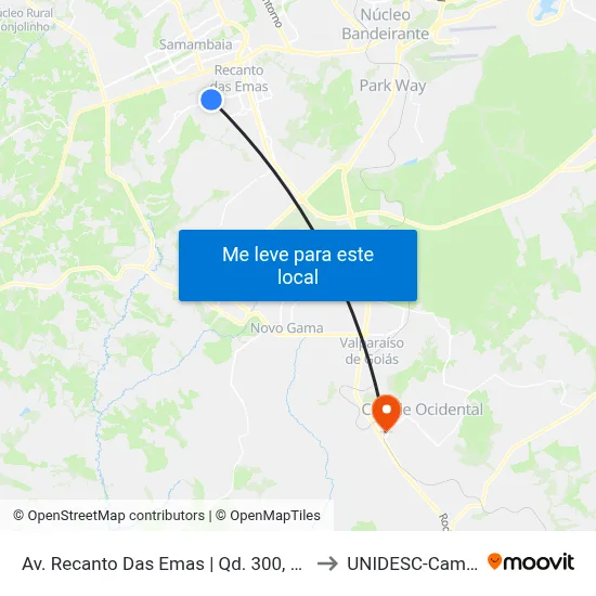 Av. Recanto Das Emas | Qd. 300, Conjunto 9 to UNIDESC-Campus 1 map