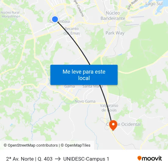 2ª Av. Norte | Q. 403 to UNIDESC-Campus 1 map