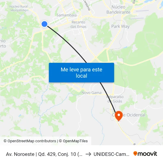 Av. Noroeste | Qd. 429, Conj. 10 (Cef 427) to UNIDESC-Campus 1 map