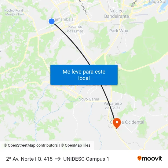 2ª Av. Norte | Q. 415 to UNIDESC-Campus 1 map