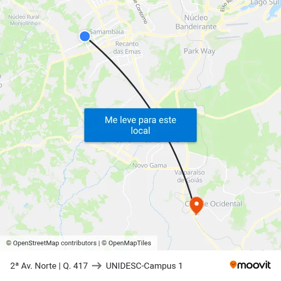 2ª Av. Norte | Q. 417 to UNIDESC-Campus 1 map