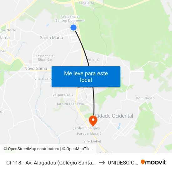 Cl 118 - Av. Alagados (Colégio Santa Maria/N.S.Aparecida)) to UNIDESC-Campus 1 map