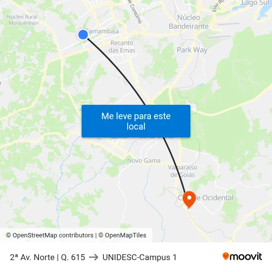 2ª Av. Norte | Q. 615 to UNIDESC-Campus 1 map