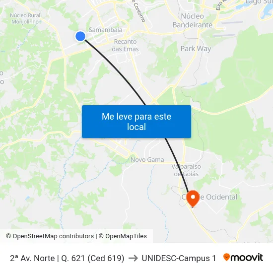 2ª Av. Norte | Q. 621 (Ced 619) to UNIDESC-Campus 1 map