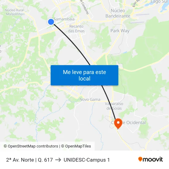 2ª Av. Norte | Q. 617 to UNIDESC-Campus 1 map