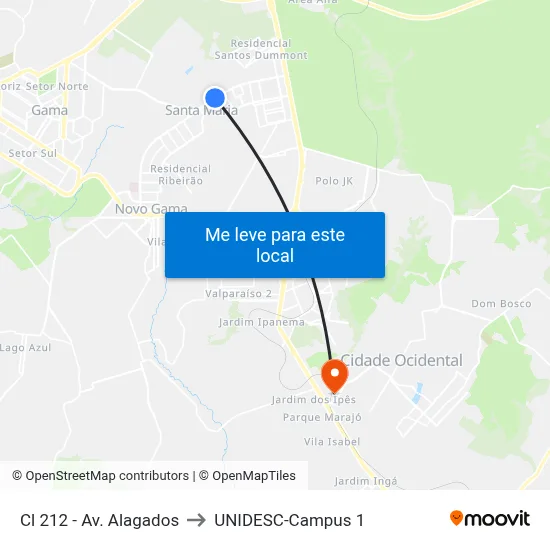 Cl 212 - Av. Alagados to UNIDESC-Campus 1 map