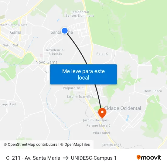 Cl 211 - Av. Santa Maria to UNIDESC-Campus 1 map
