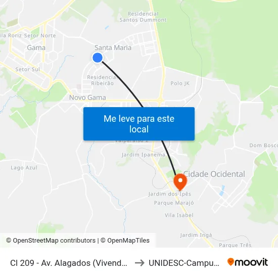 Cl 209 - Av. Alagados (Vivendas) to UNIDESC-Campus 1 map
