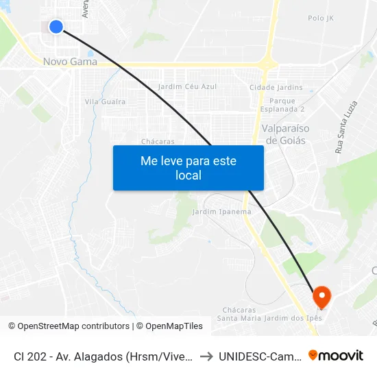 Cl 202 - Av. Alagados (Hrsm/Vivendas 24h) to UNIDESC-Campus 1 map