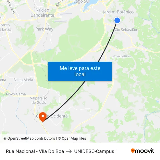 Rua Nacional - Vila Do Boa to UNIDESC-Campus 1 map