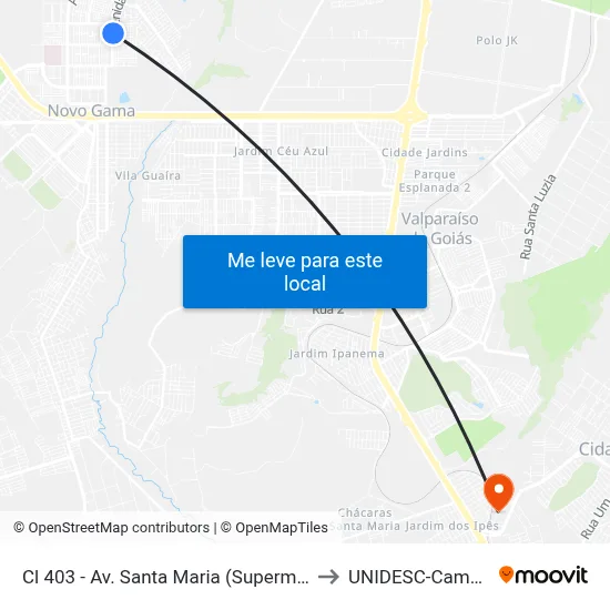 Cl 403 - Av. Santa Maria (Superm. Então) to UNIDESC-Campus 1 map