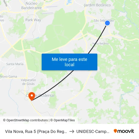Vila Nova, Rua 5 (Praça Do Reggae) to UNIDESC-Campus 1 map