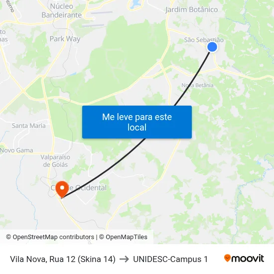 Vila Nova, Rua 12 (Skina 14) to UNIDESC-Campus 1 map