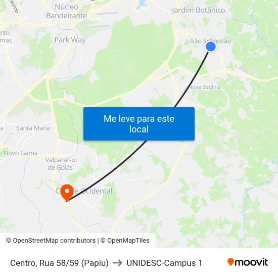 Centro, Rua 58/59 (Papiu) to UNIDESC-Campus 1 map