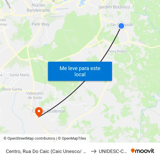 Centro, Rua Do Caic (Caic Unesco/ Centro De Saúde 01) to UNIDESC-Campus 1 map