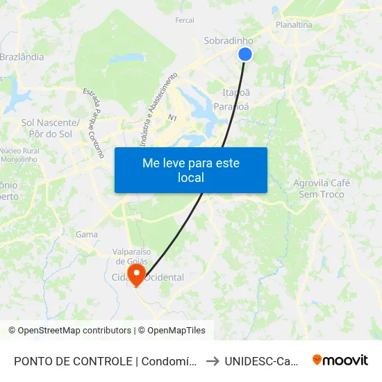PONTO DE CONTROLE | Condomínio Uberaba to UNIDESC-Campus 1 map