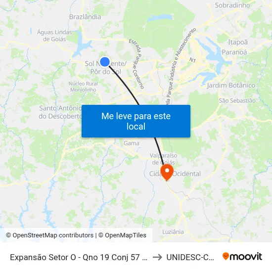 Expansão Setor O - Qno 19 Conj 57 (Ello Mat. Constr.) to UNIDESC-Campus 1 map