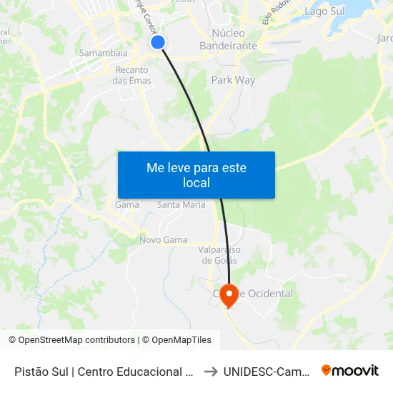 Pistão Sul | Centro Educacional Católica to UNIDESC-Campus 1 map