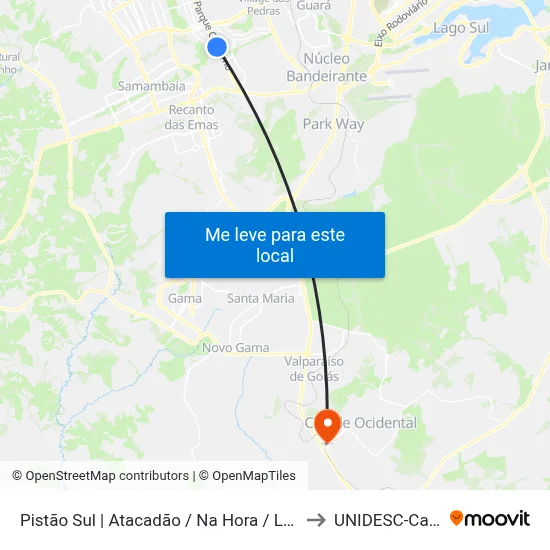Pistão Sul | Atacadão / Na Hora / Leonardo da Vinci to UNIDESC-Campus 1 map
