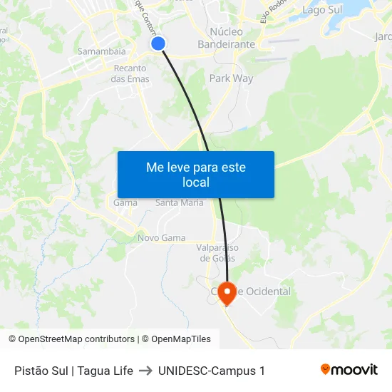 Pistão Sul | Tagua Life to UNIDESC-Campus 1 map