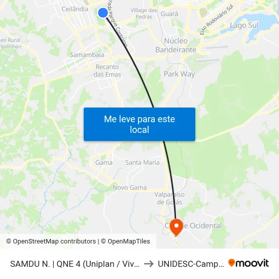 SAMDU N. | QNE 4 (Uniplan / Vivendas) to UNIDESC-Campus 1 map