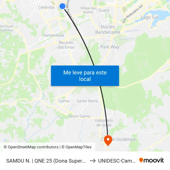 SAMDU N. | QNE 25 (Dona Supermercado) to UNIDESC-Campus 1 map
